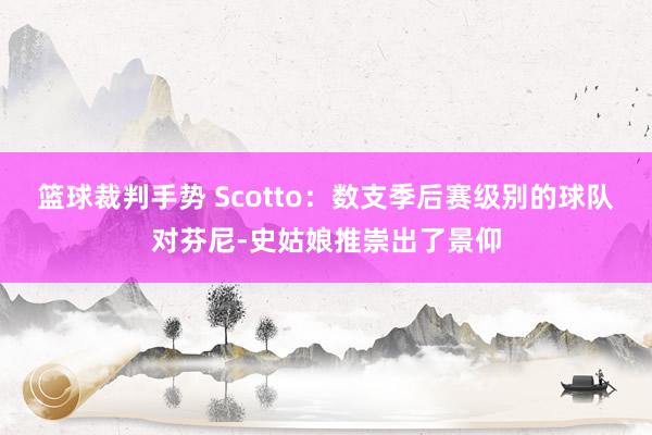 篮球裁判手势 Scotto：数支季后赛级别的球队对芬尼-史姑娘推崇出了景仰