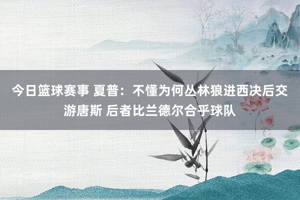 今日篮球赛事 夏普：不懂为何丛林狼进西决后交游唐斯 后者比兰德尔合乎球队