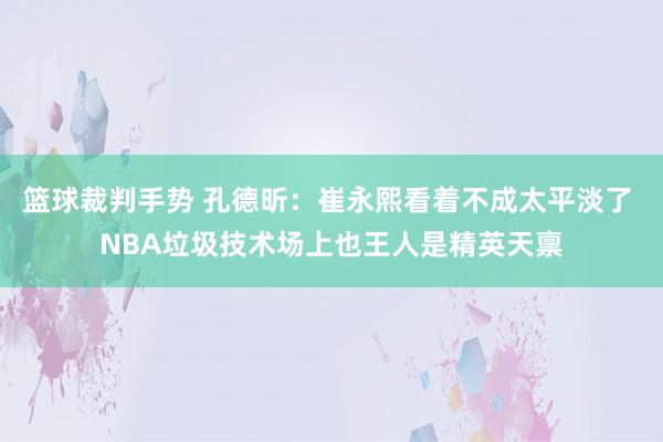 篮球裁判手势 孔德昕：崔永熙看着不成太平淡了 NBA垃圾技术场上也王人是精英天禀