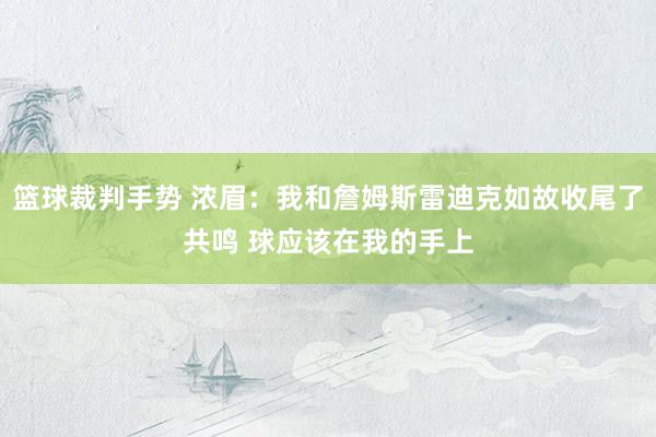 篮球裁判手势 浓眉：我和詹姆斯雷迪克如故收尾了共鸣 球应该在我的手上